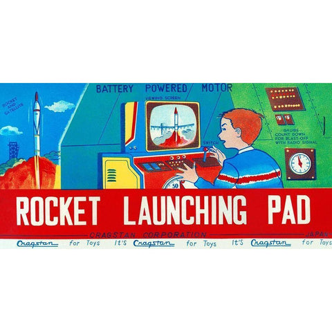 Rocket Launching Pad White Modern Wood Framed Art Print by Retrorocket