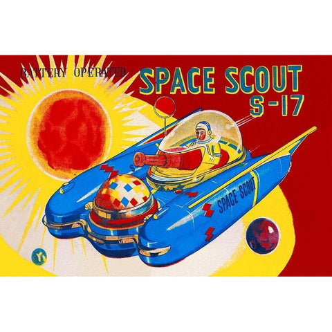 Space Scout S-17 Black Modern Wood Framed Art Print with Double Matting by Retrorocket