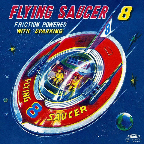 Flying Saucer 8 White Modern Wood Framed Art Print with Double Matting by Retrorocket