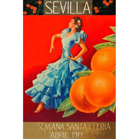 Sevilla - Fair Week Black Modern Wood Framed Art Print with Double Matting by Retrolabel