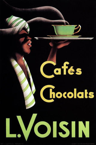 Cafes Chocolats L. Voisin Black Ornate Wood Framed Art Print with Double Matting by Retrolabel