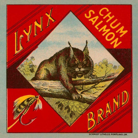 Lynx Brand Chum Salmon Black Ornate Wood Framed Art Print with Double Matting by Retrolabel