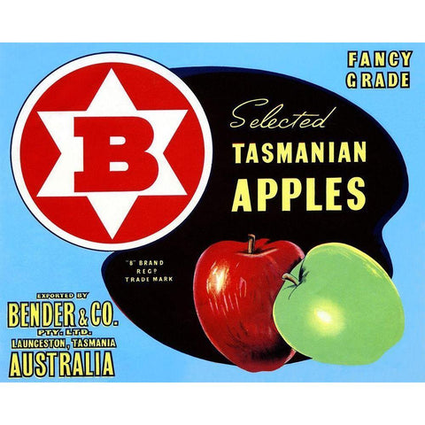 Fancy Grade Selected Tasmanian Apples Black Modern Wood Framed Art Print with Double Matting by Retrolabel