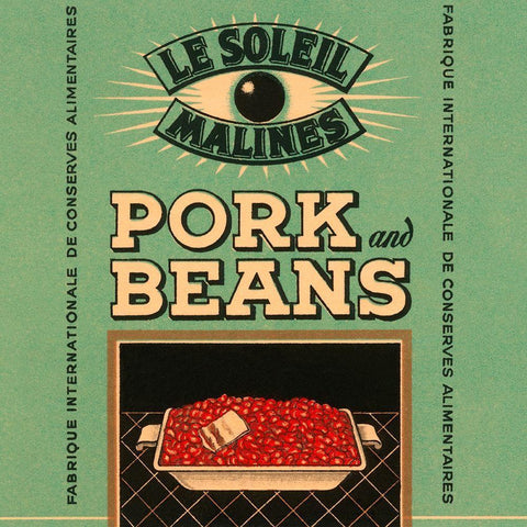 Le Soleil Malines - Pork and Beans Black Ornate Wood Framed Art Print with Double Matting by Retrolabel