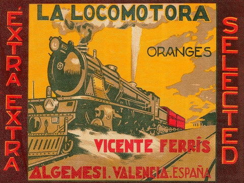 La Locomotora Oranges White Modern Wood Framed Art Print with Double Matting by Retrolabel