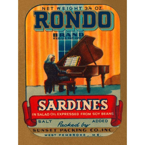 Rondo Brand Sardines Gold Ornate Wood Framed Art Print with Double Matting by Retrolabel