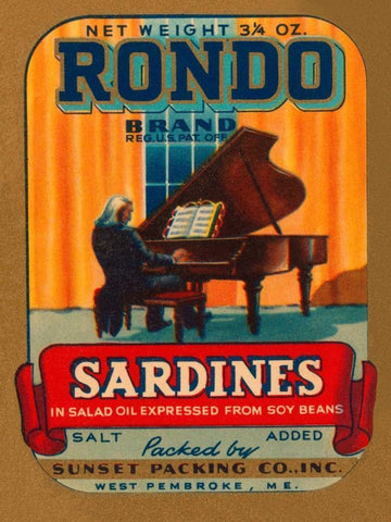 Rondo Brand Sardines White Modern Wood Framed Art Print with Double Matting by Retrolabel