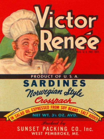 Victor Renee Sardines Black Ornate Wood Framed Art Print with Double Matting by Retrolabel