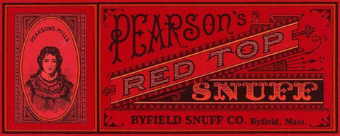 Pearsons Red Top Snuff Black Ornate Wood Framed Art Print with Double Matting by Retrolabel