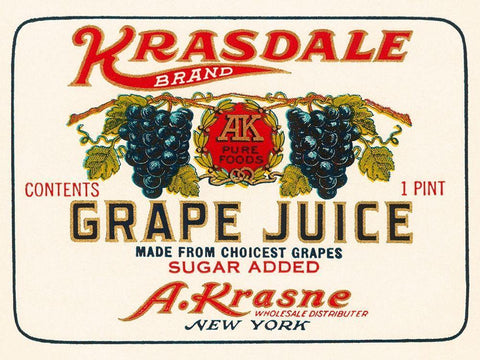 Kransdale Brand Grape Juice Black Ornate Wood Framed Art Print with Double Matting by Retrolabel