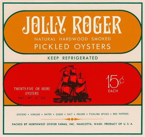 Jolly Roger Pickled Oysters White Modern Wood Framed Art Print with Double Matting by Retrolabel