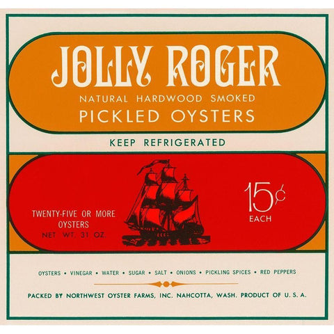 Jolly Roger Pickled Oysters Black Modern Wood Framed Art Print with Double Matting by Retrolabel