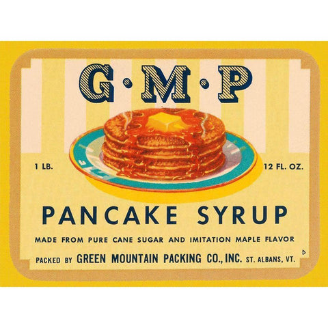 G.M.P. Pancake Syrup White Modern Wood Framed Art Print by Retrolabel