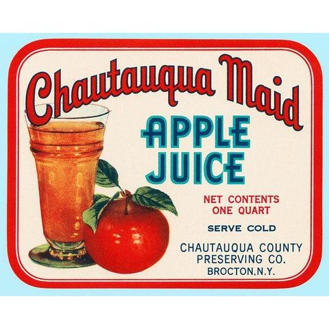 Chautauqua Maid Apple Juice Gold Ornate Wood Framed Art Print with Double Matting by Retrolabel