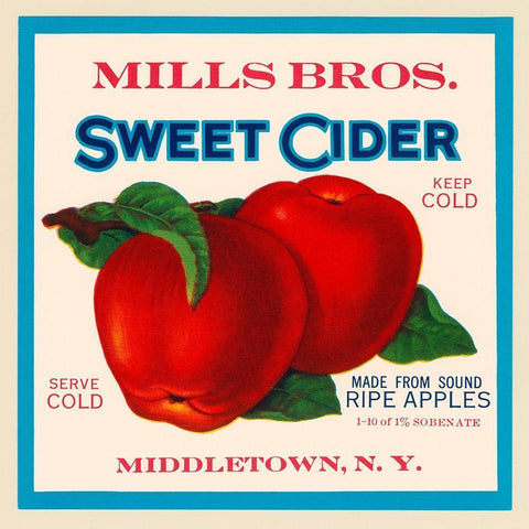 Mills Bros. Sweet Cider Black Ornate Wood Framed Art Print with Double Matting by Retrolabel