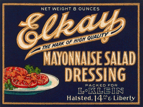 Elkay Mayonnaise Salad Dressing Black Ornate Wood Framed Art Print with Double Matting by Retrolabel