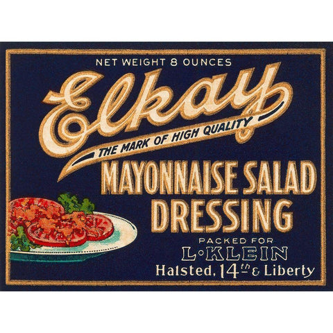 Elkay Mayonnaise Salad Dressing Gold Ornate Wood Framed Art Print with Double Matting by Retrolabel