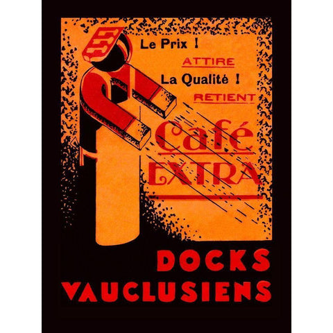 Cafe Extra - Docks Vauclusiens Black Modern Wood Framed Art Print with Double Matting by Retrolabel