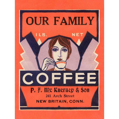 Our Family Coffee Gold Ornate Wood Framed Art Print with Double Matting by Retrolabel