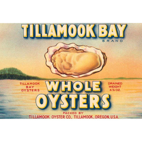 Tillamook Bay Whole Oysters Black Modern Wood Framed Art Print with Double Matting by Retrolabel