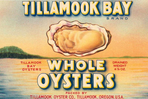 Tillamook Bay Whole Oysters White Modern Wood Framed Art Print with Double Matting by Retrolabel