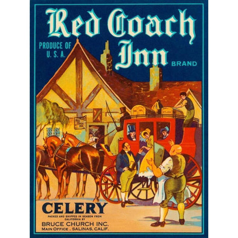 Red Coach Inn Celery White Modern Wood Framed Art Print by Retrolabel