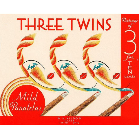 Three Twins Mild Panatelas White Modern Wood Framed Art Print by Retrolabel