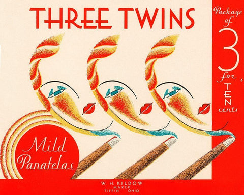 Three Twins Mild Panatelas White Modern Wood Framed Art Print with Double Matting by Retrolabel