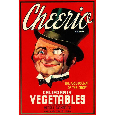 Cheerio Brand California Vegetables Gold Ornate Wood Framed Art Print with Double Matting by Retrolabel