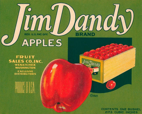 Jim Dandy Brand Apples White Modern Wood Framed Art Print with Double Matting by Retrolabel