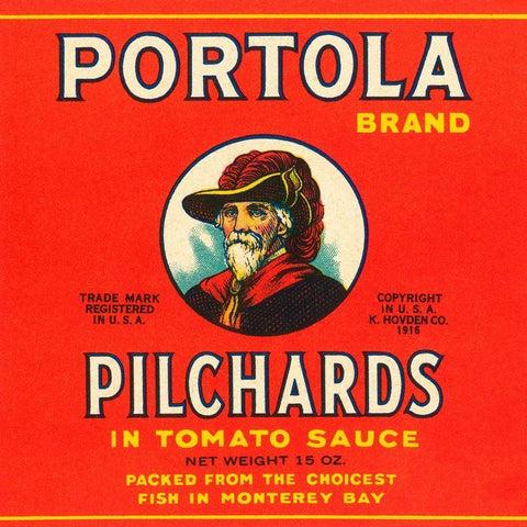 Portola Brand Pilchards Black Modern Wood Framed Art Print with Double Matting by Retrolabel