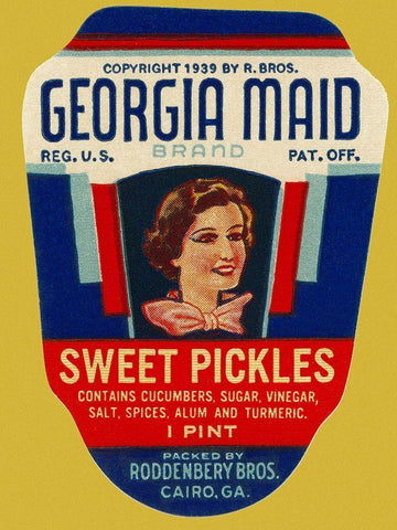 Georgia Maid Sweet Pickles Black Ornate Wood Framed Art Print with Double Matting by Retrolabel