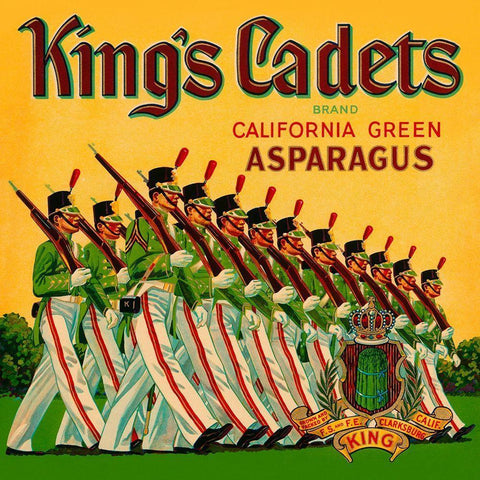 Kings Cadets California Green Asparagus White Modern Wood Framed Art Print by Retrolabel