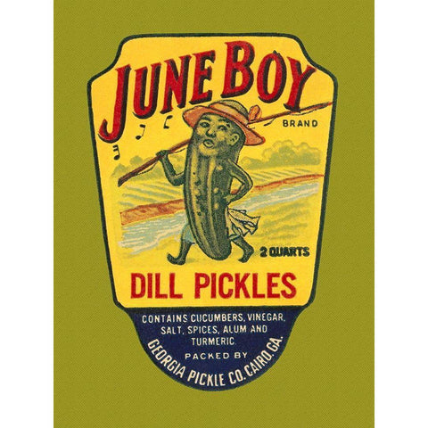 June Boy Dill Pickles Gold Ornate Wood Framed Art Print with Double Matting by Retrolabel