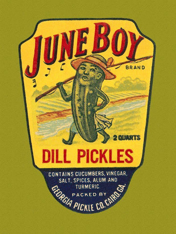 June Boy Dill Pickles Black Ornate Wood Framed Art Print with Double Matting by Retrolabel