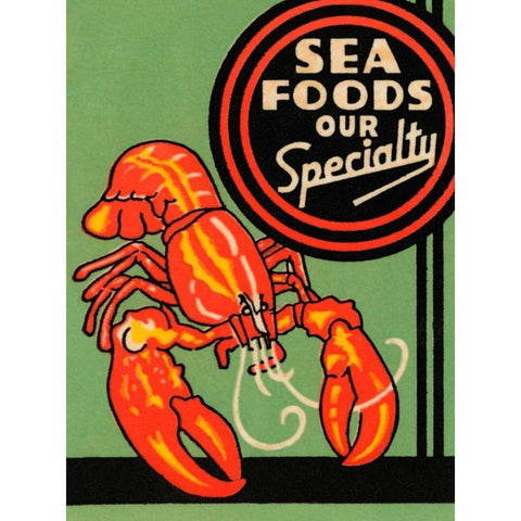 Sea Foods Our Specialty White Modern Wood Framed Art Print by Retrolabel