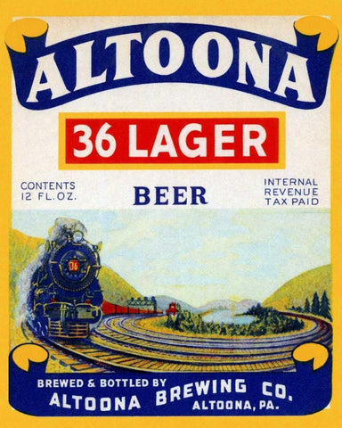 Altoona 36 Lager Beer Black Ornate Wood Framed Art Print with Double Matting by Vintage Booze Labels