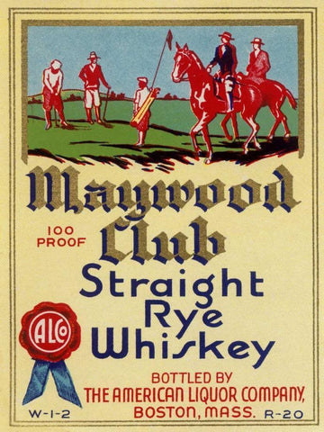 Maywood Club Straight Rye Whiskey White Modern Wood Framed Art Print with Double Matting by Vintage Booze Labels