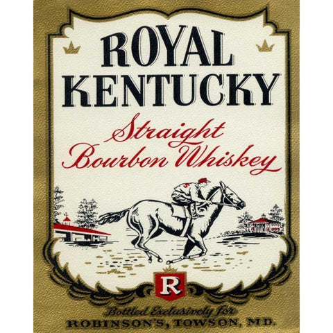 Royal Kentucky Straight Bourbon Whiskey Gold Ornate Wood Framed Art Print with Double Matting by Vintage Booze Labels