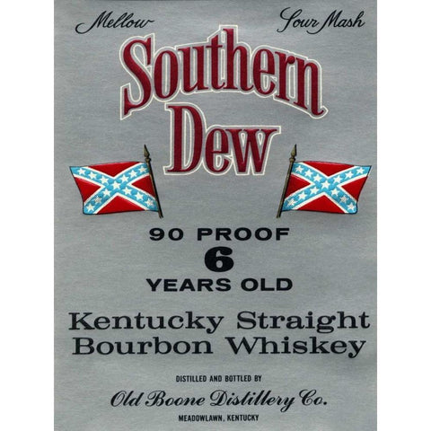 Southern Dew Kentucky Straight Bourbon Whiskey White Modern Wood Framed Art Print by Vintage Booze Labels