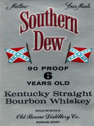 Southern Dew Kentucky Straight Bourbon Whiskey White Modern Wood Framed Art Print with Double Matting by Vintage Booze Labels