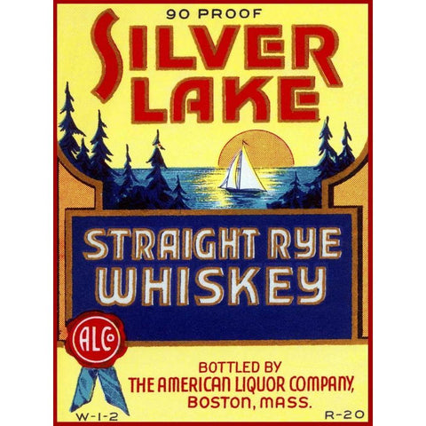 Silver Lake Straight Rye Whiskey White Modern Wood Framed Art Print by Vintage Booze Labels