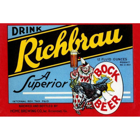 Drink Richbrau Bock Beer Black Modern Wood Framed Art Print by Vintage Booze Labels