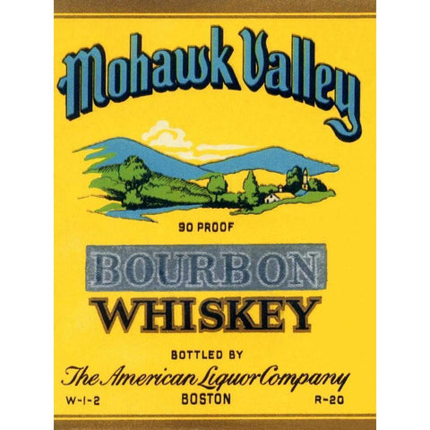 Mohawk Valley Bourbon Whiskey Black Modern Wood Framed Art Print with Double Matting by Vintage Booze Labels