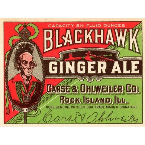 Blackhawk Ginger Ale Black Modern Wood Framed Art Print with Double Matting by Vintage Booze Labels