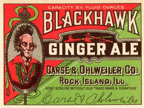 Blackhawk Ginger Ale White Modern Wood Framed Art Print with Double Matting by Vintage Booze Labels