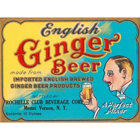 English Ginger Beer Black Modern Wood Framed Art Print with Double Matting by Vintage Booze Labels