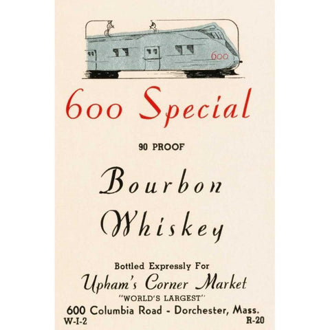 600 Special Bourbon Whiskey White Modern Wood Framed Art Print by Vintage Booze Labels