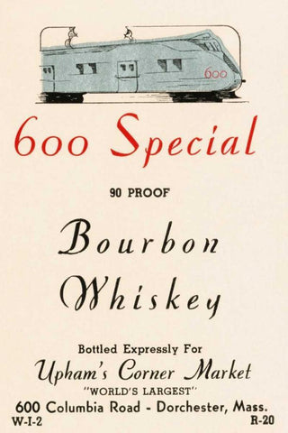 600 Special Bourbon Whiskey Black Ornate Wood Framed Art Print with Double Matting by Vintage Booze Labels