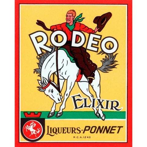 Rodeo Elixir Black Modern Wood Framed Art Print by Vintage Booze Labels